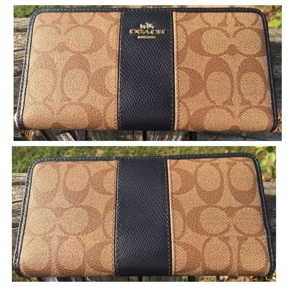 Coach Navy Zipper City Tote & Accordion Wallet Set Midnight Blue Bag - Picture 5 of 7